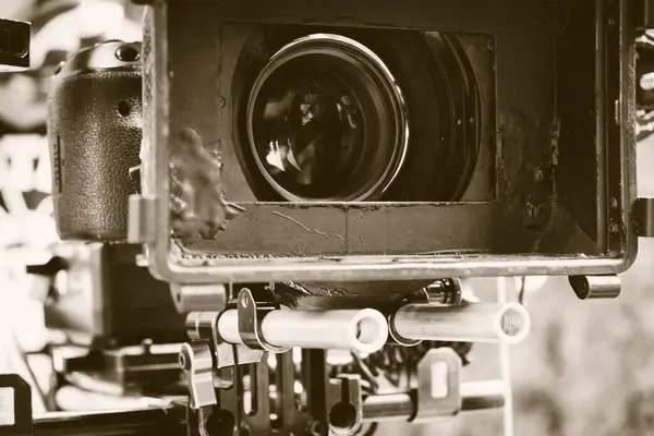 Κινηματογραφικό Συνεργείο Κινηματογραφικής Παραγωγής Κοντινή Απόσταση — Φωτογραφία Αρχείου