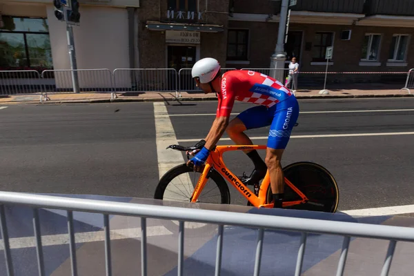 Minsk Belarus Juin 2019 Cycliste Moldave Asadov Participe Une Course — Photo
