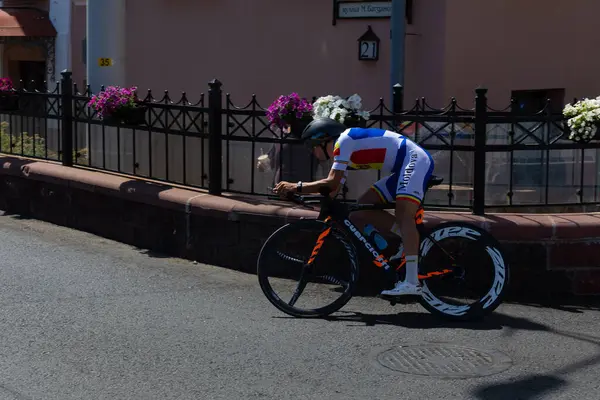 Minsk Belarus Junio 2019 Ciclista Moldavia Asadov Participa Carrera Individual —  Fotos de Stock