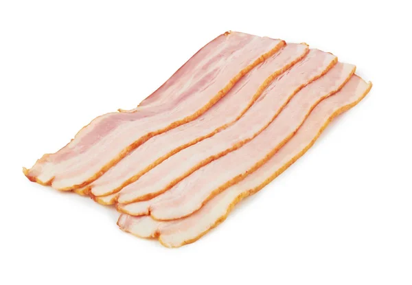 Fresh Raw Bacon White Background —  Fotos de Stock