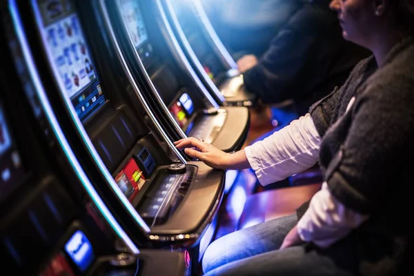 Casino Slot Gamblers Background View — Stock Photo, Image