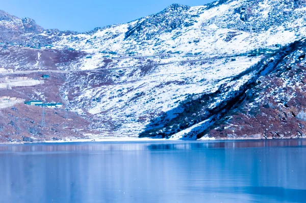 Озеро Цомго Цонгмо Чангу Замерзло Зимний Сезон Ледниковое Озеро Восточном — стоковое фото