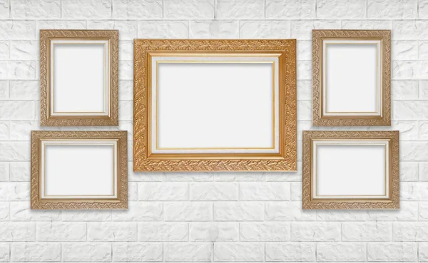 Classic Blank Photo Frames Brick Wall — Stock Photo, Image