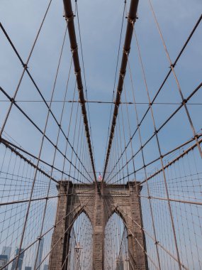 Brooklyn Köprüsü NYC ve mavi gökyüzü 
