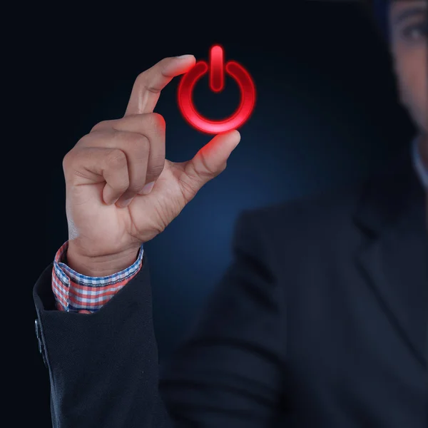 Man Showing Power Button — Stock Photo, Image