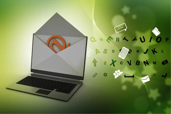 Email Laptop Illustration — Stock Photo, Image