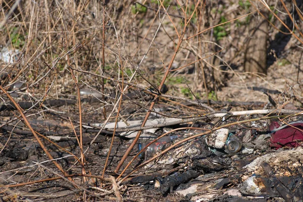 Σκουπίδια Στο Αγροτικό Πεδίο Οικολογία Πρόβλημα Και Μεγάλη Βλάβη Στη — Φωτογραφία Αρχείου