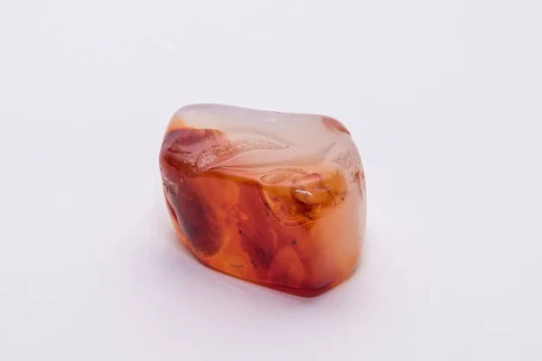 Chinese Carnelian Gemstone Smooth Surface White Orange Deep Rep Tones — Stock Photo, Image