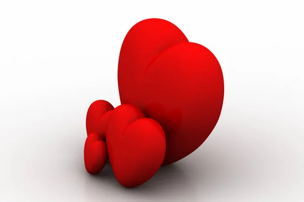Röda Hjärtan Isolerad Vit Bakgrund — Stockfoto