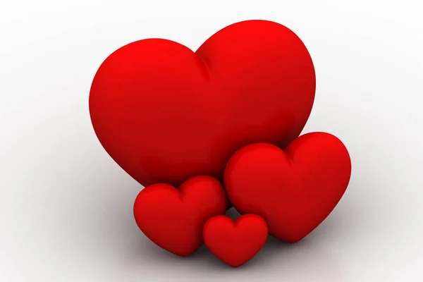 Rote Herzen Isoliert Auf Weißem Hintergrund — Stockfoto