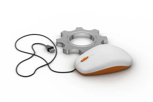 ギヤ付きマウス 3Dイラスト — ストック写真