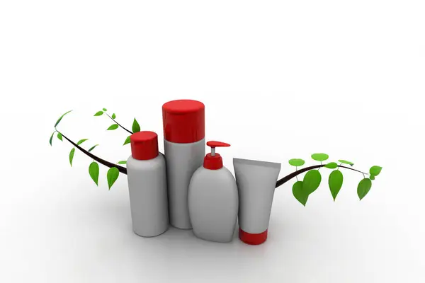 Herbal cosmetics products, 3d illustration