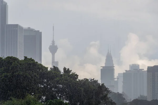 Chuvas Fortes Kuala Lumpur Durante Estação Das Monções Malásia — Fotografia de Stock