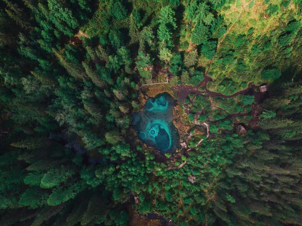 Lac Geyser Bleu Argent Avec Sources Thermales — Photo
