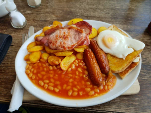 Повний Англійський Сніданок Тарілці — стокове фото