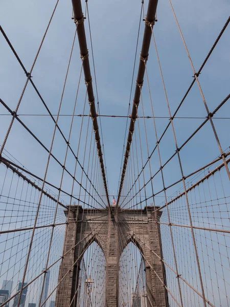 Brooklyn Bridge Nyc Blauwe Lucht — Stockfoto