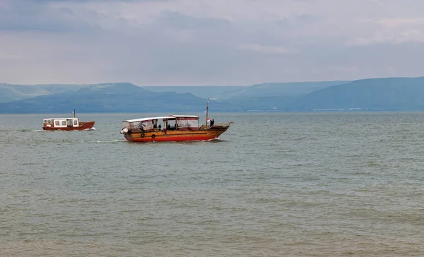 Boats Sea Galilee Tiberias Israel — Stock Photo, Image
