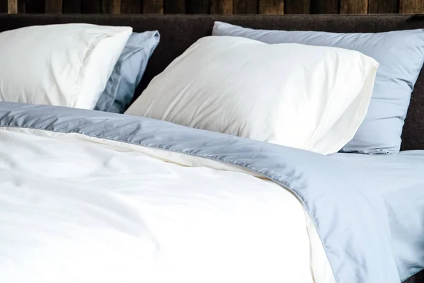 Modern White Bed Pillows Morning Mood — Stock Photo, Image