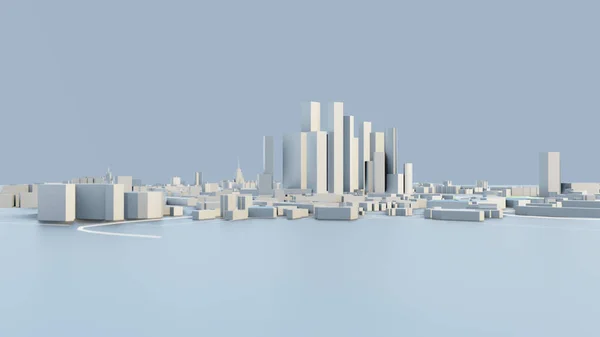 阳光明媚的白色未来城市 — 图库照片
