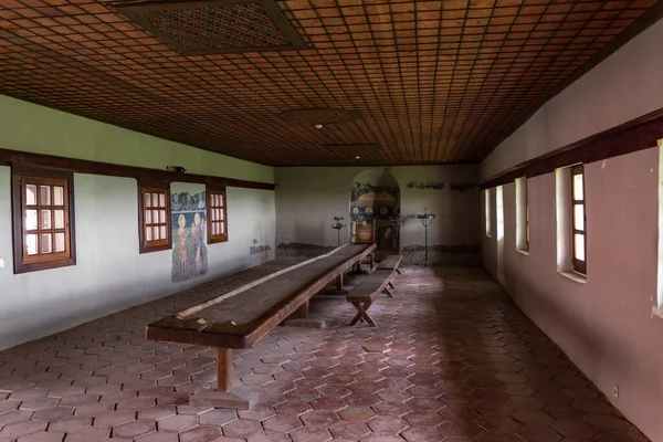 Interior Refeitório Mosteiro Ortodoxo Medieval — Fotografia de Stock