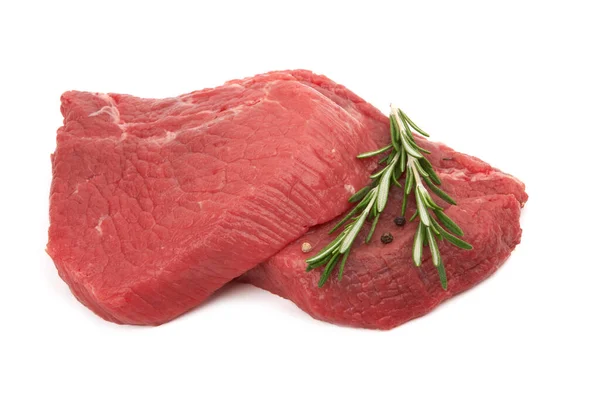 Färskt Rått Kött Icke Vitt Bakgrund — Stockfoto