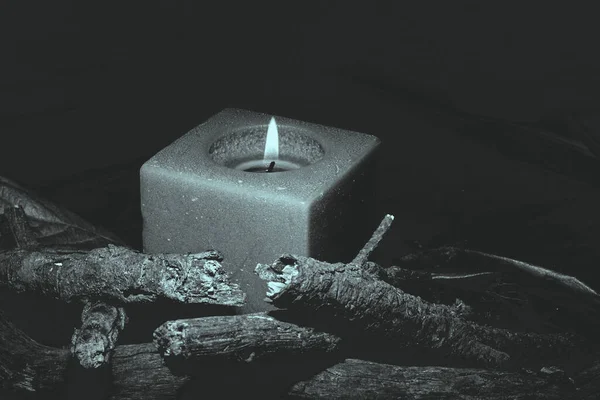 Candle Black White — Stock Photo, Image