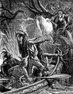 Odonais 'li Bayan Godin. Yerliler buna dostça bir ses derdi, eski bir gravür.