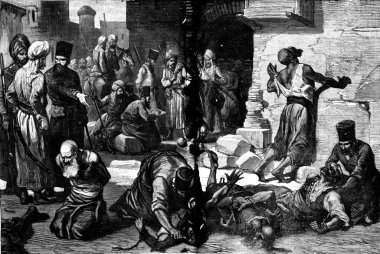 Khiva Krallığı. Uygulayıcı Lunarui gözlerini oymuş, eski oyma.