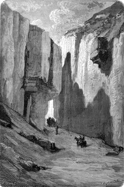 Gargantas (boğaz) Pancorbo, eski koç yolu, eski oyma.