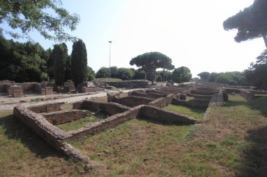 Roma, İtalya - 25 Ağustos 2019: Ostia Antica arkeolojik alanı