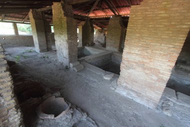 Roma, İtalya - 25 Ağustos 2019: Ostia Antica arkeolojik alanı