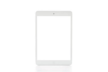 Beyaz arkaplanda beyaz tablet