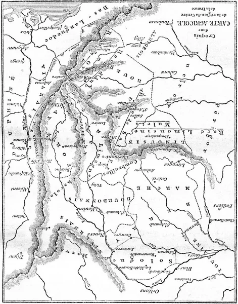 Σχέδιο Γεωργικού Χάρτη Της Περιφέρειας Της Κεντρικής Γαλλίας — Φωτογραφία Αρχείου
