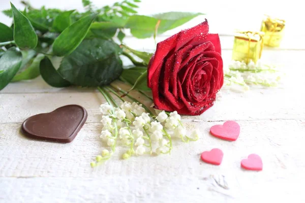 Květinové Pozdravy Srdcem Dárky — Stock fotografie