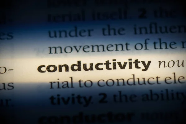 Palavra Condutividade Destacado Dicionário Vista Perto — Fotografia de Stock