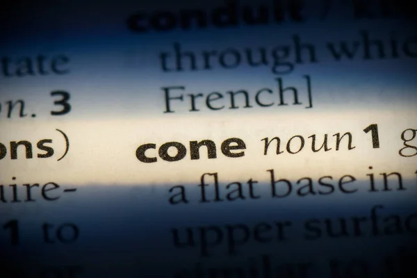 Cone Word Evidenziata Nel Dizionario Vista Vicino — Foto Stock