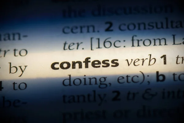Confesse Palavra Destacada Dicionário Vista Perto — Fotografia de Stock