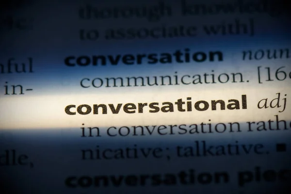 Conversatie Woord Gemarkeerd Woordenboek Van Dichtbij Bekijken — Stockfoto
