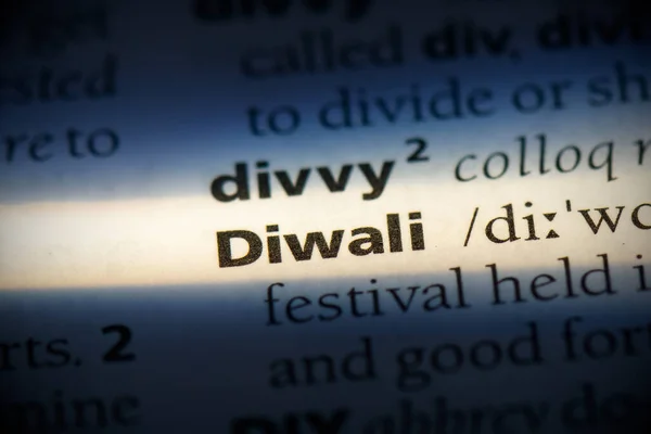 Diwali Word Highlighted Dictionary Close View — Stock Photo, Image