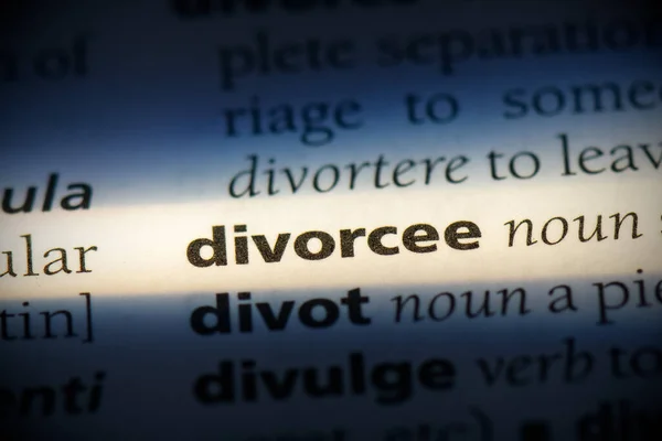 Palabra Divorciada Resaltado Diccionario Vista Cerca — Foto de Stock