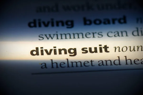 Diving Suit Word Highlighted Dictionary Close View — Stock Photo, Image