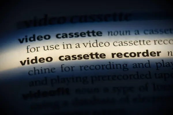 Video Cassette Recorder Word Highlighted Dictionary Close View — Stock Photo, Image