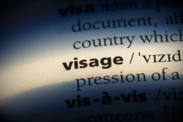 Visage Word Destaque Dicionário Close View — Fotografia de Stock