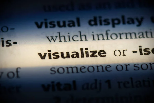 Visualize Word Highlighted Dictionary Close View — Stock Photo, Image