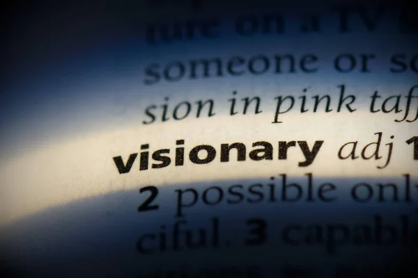 Visionair Woord Gemarkeerd Woordenboek Van Dichtbij Bekeken — Stockfoto