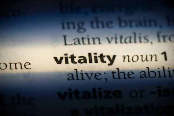 Vitality Word Highlighted Dictionary Close View — Stock Photo, Image