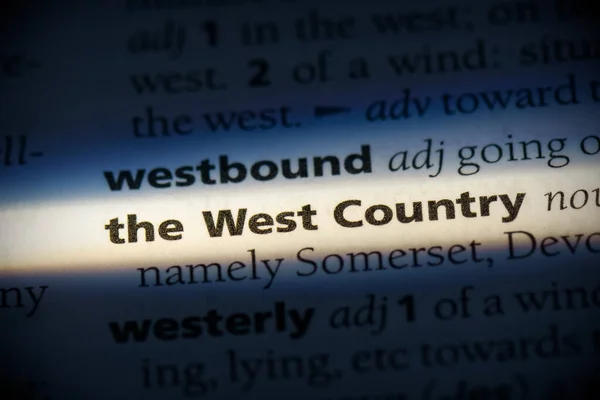 West Country Word Evidenziata Nel Dizionario Vista Vicino — Foto Stock