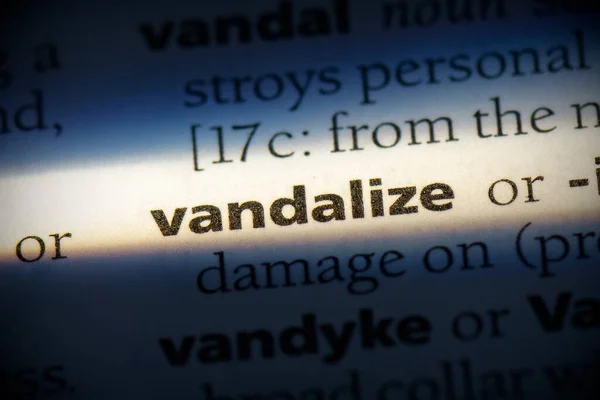 Vandaliseren Woord Gemarkeerd Woordenboek Van Dichtbij Bekijken — Stockfoto