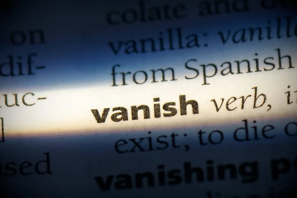 Vanish Word Destaque Dicionário Close View — Fotografia de Stock