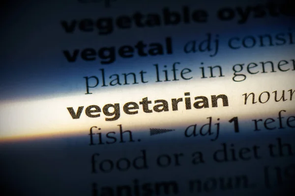 Parola Vegetariana Evidenziata Nel Dizionario Vista Vicino — Foto Stock
